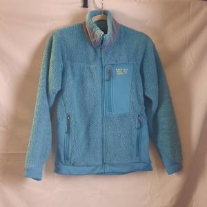 Mountain Headwear Aqua Light Blue Full Zip Polartec Fleece jacket Small Petite